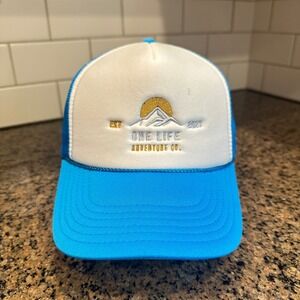 One Life Adventure Co OTTO Trucker Hat Snapback Mens OS Blue White Polyester